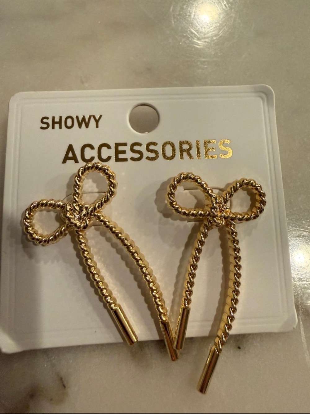 White Fox Boutique Gold Bow Rope earrings